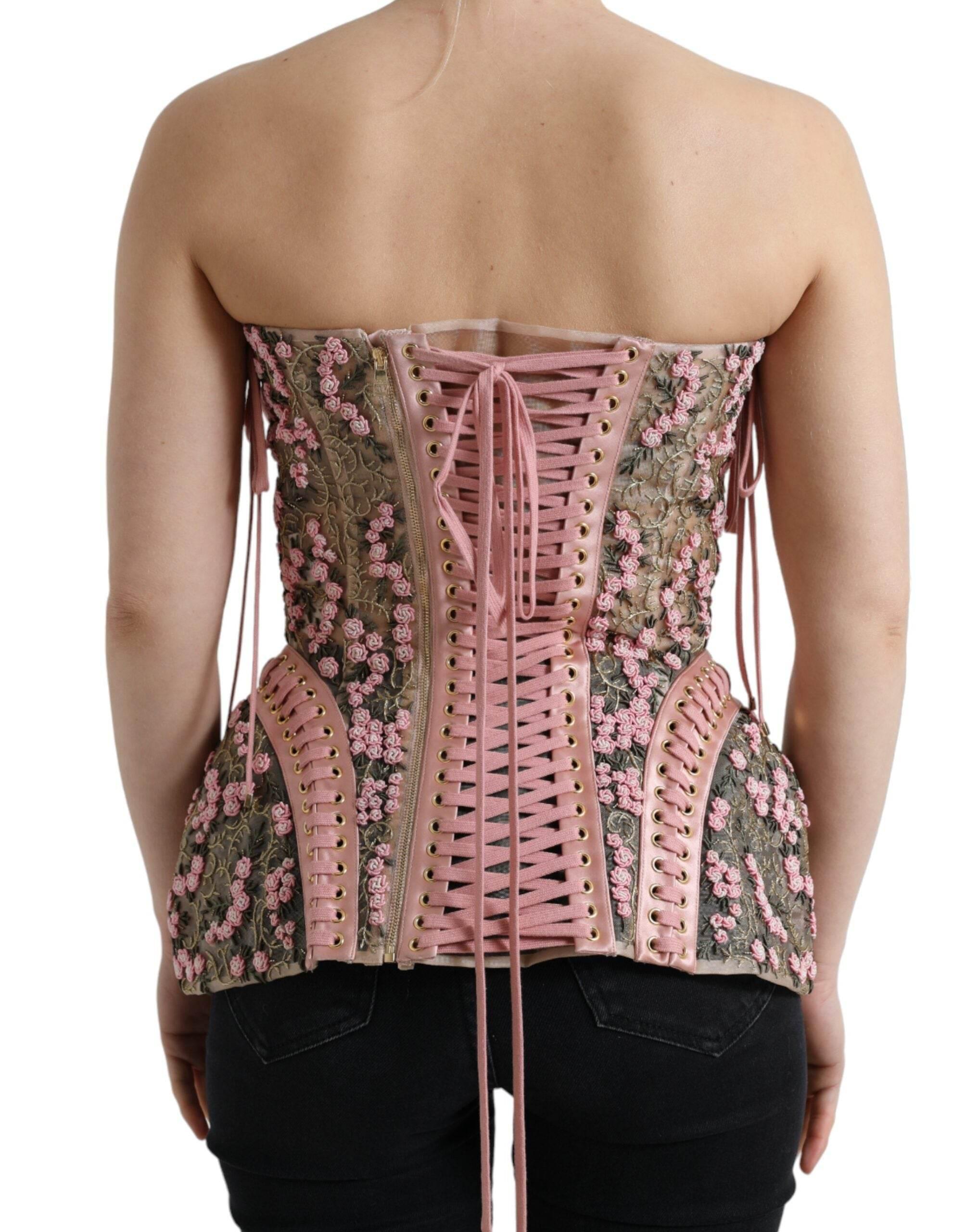 Dolce & Gabbana Silken Nylon Bustier Corset Top in Pink - Hilstor
