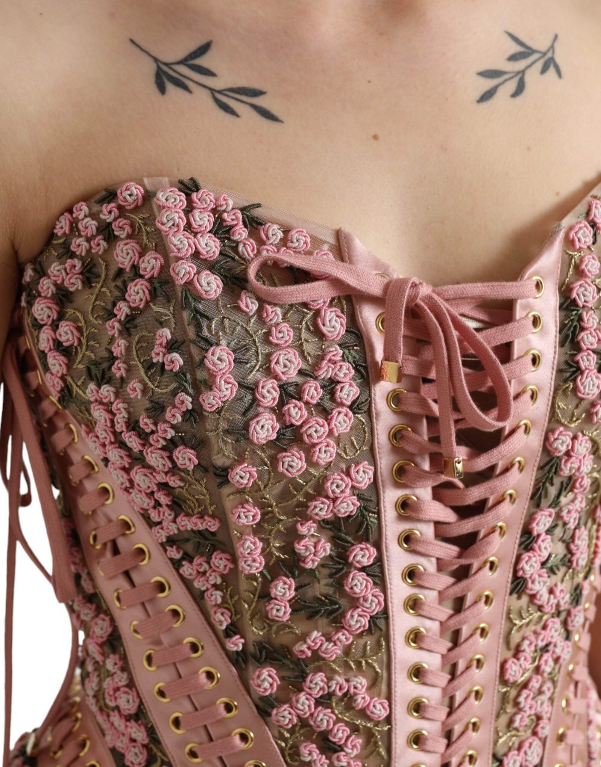 Dolce & Gabbana Silken Nylon Bustier Corset Top in Pink - Hilstor