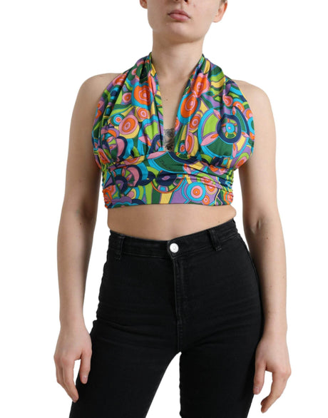 Dolce & Gabbana Elegant Silk Blend Halter Cropped Top - Hilstor