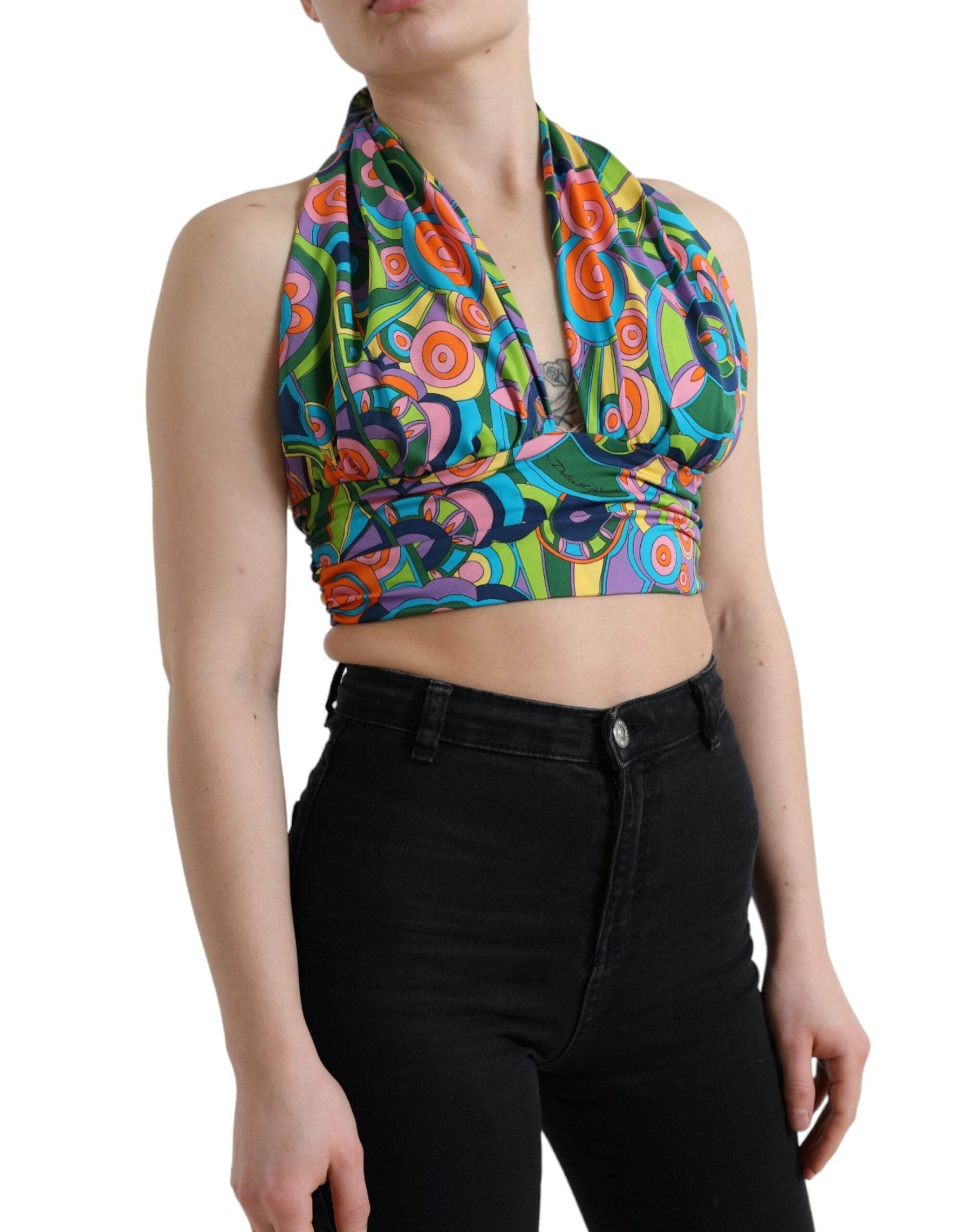 Dolce & Gabbana Elegant Silk Blend Halter Cropped Top - Hilstor