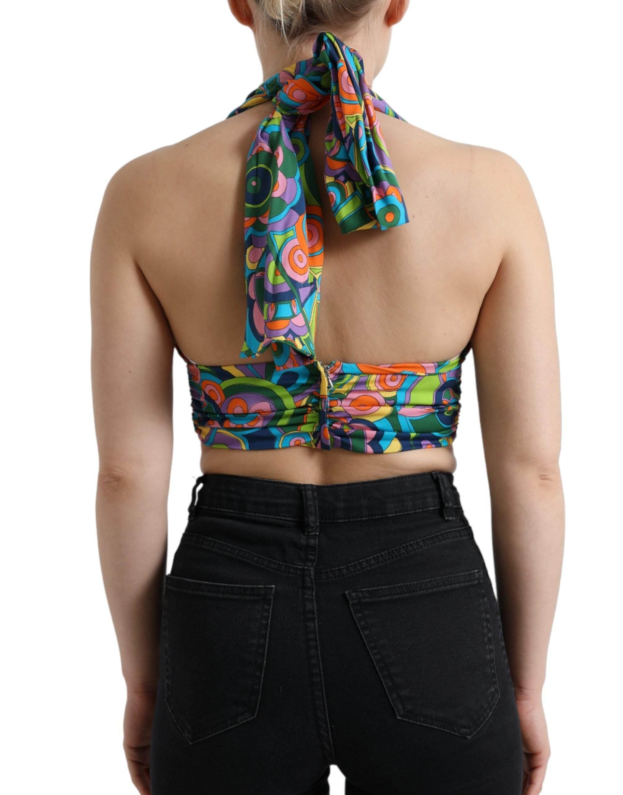 Dolce & Gabbana Elegant Silk Blend Halter Cropped Top - Hilstor