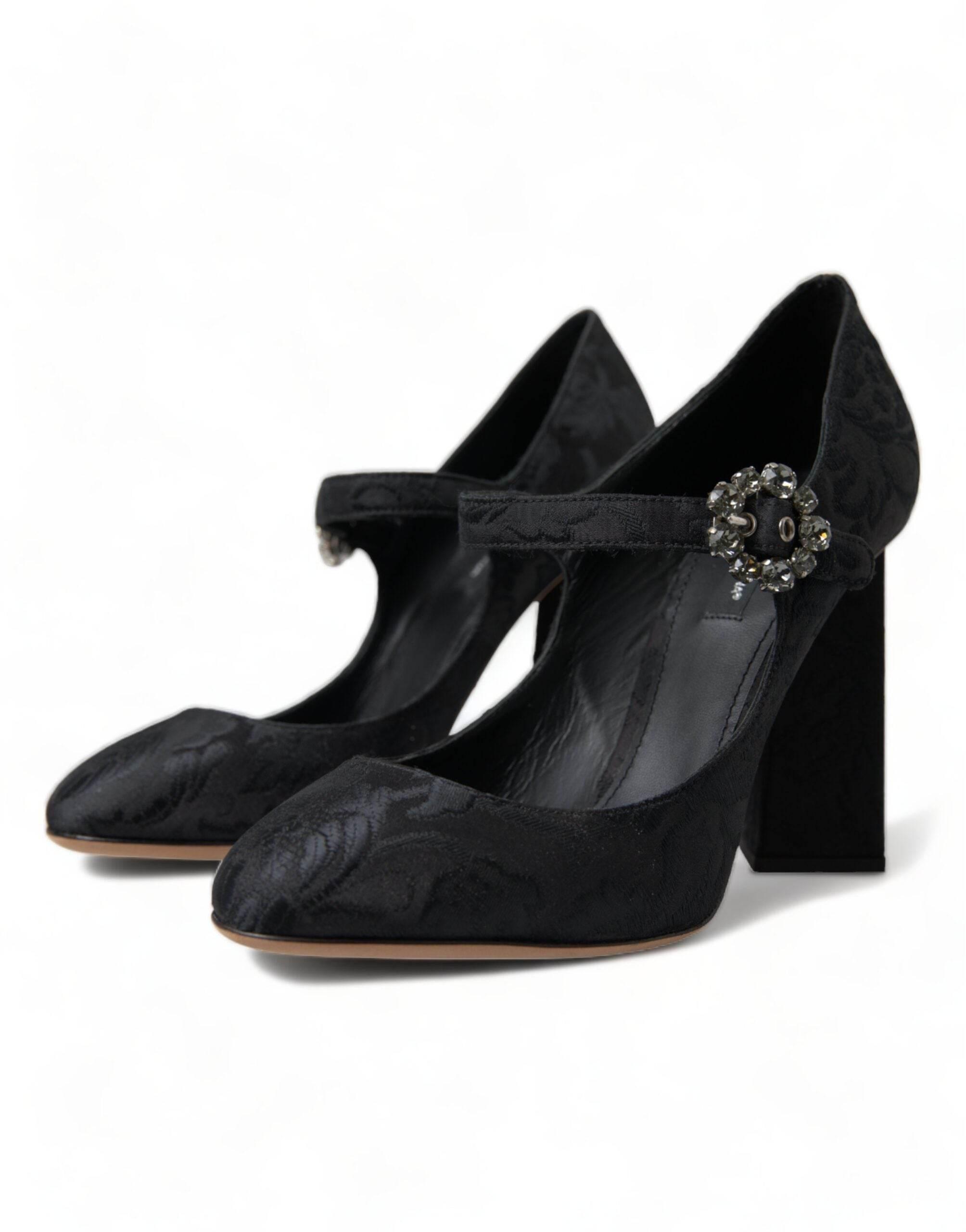 Dolce & Gabbana Chic Black Brocade Mary Janes Pumps - Hilstor