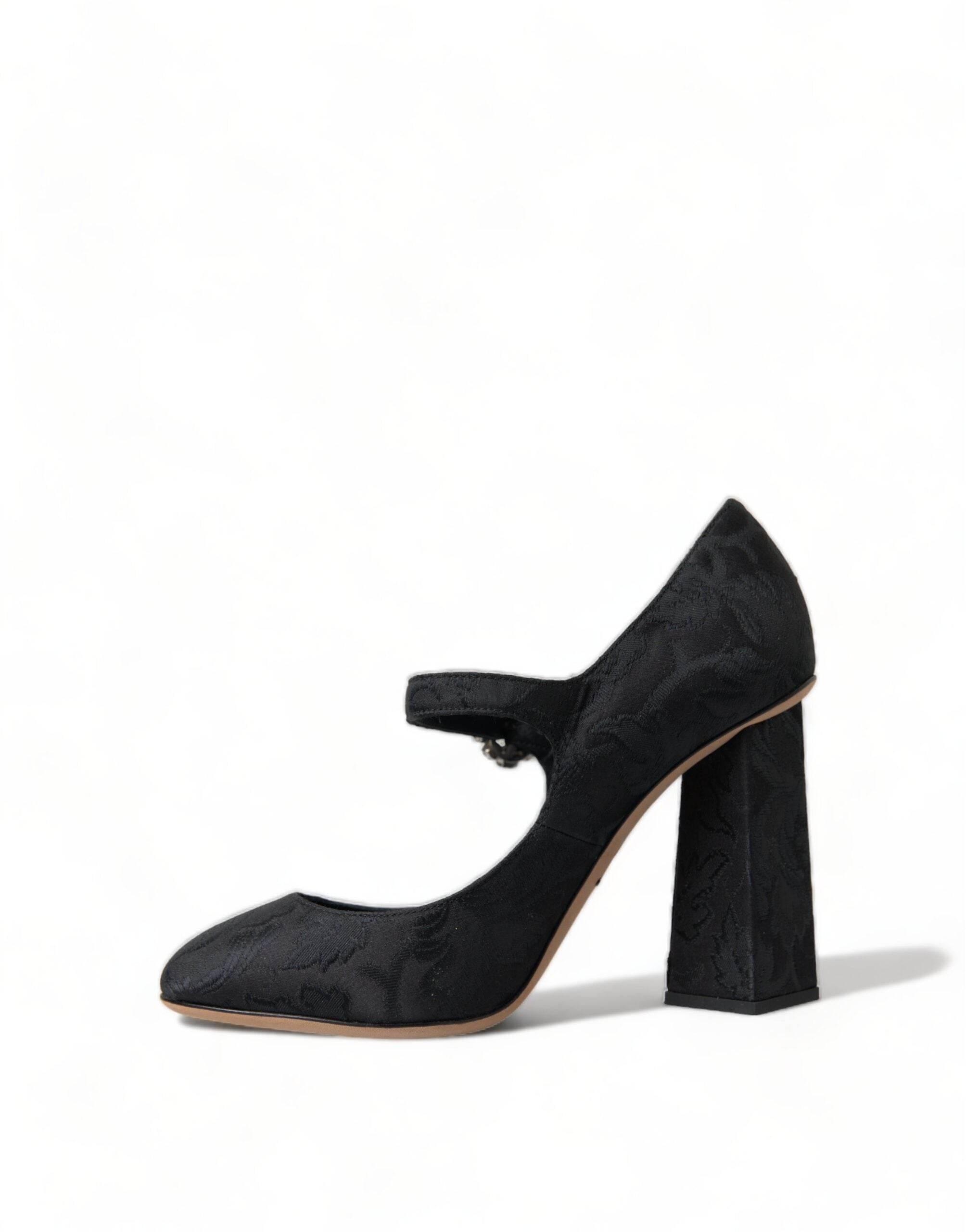 Dolce & Gabbana Chic Black Brocade Mary Janes Pumps - Hilstor