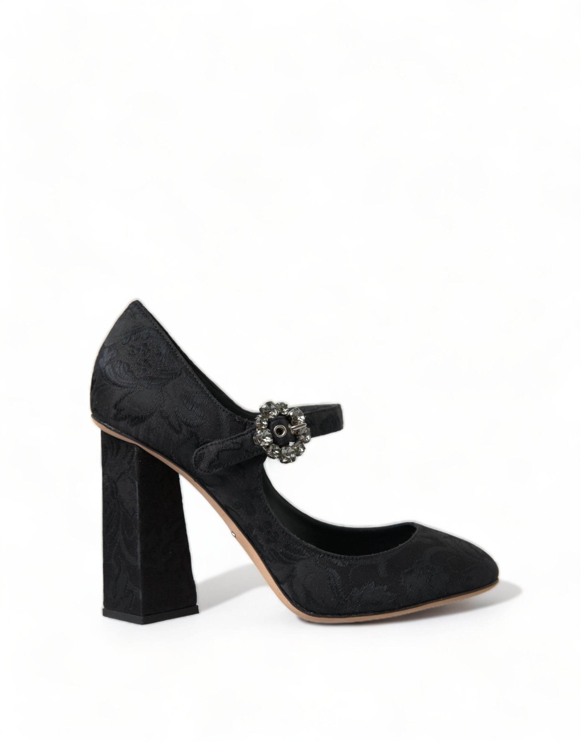 Dolce & Gabbana Chic Black Brocade Mary Janes Pumps - Hilstor