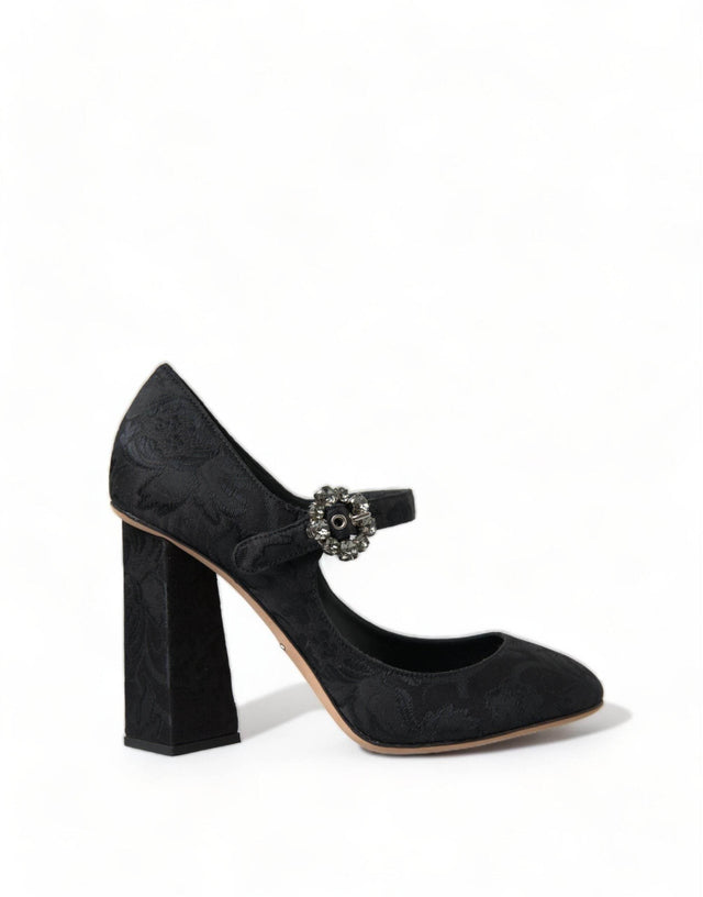 Dolce & Gabbana Chic Black Brocade Mary Janes Pumps - Hilstor