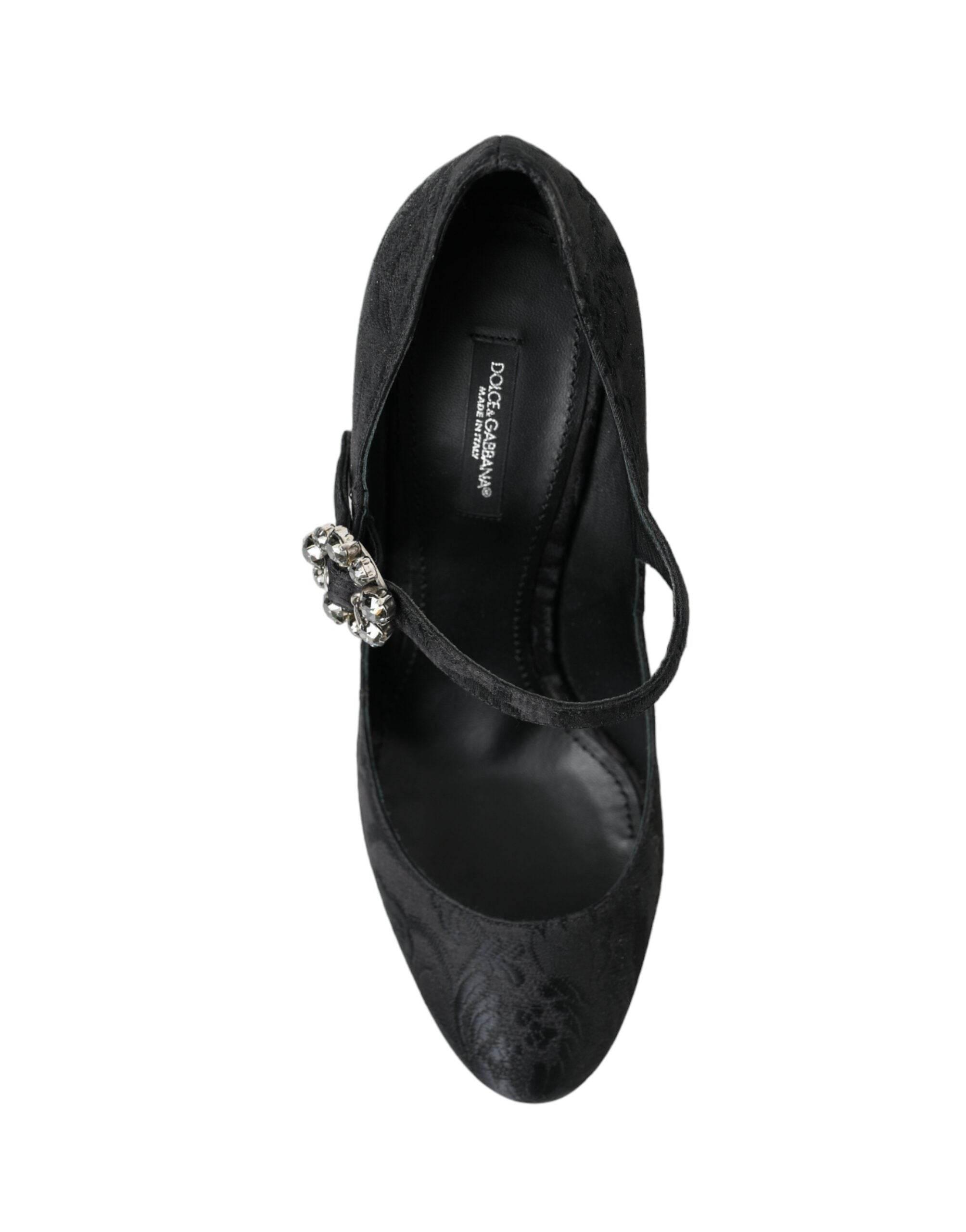 Dolce & Gabbana Chic Black Brocade Mary Janes Pumps - Hilstor
