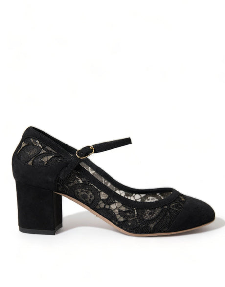 Dolce & Gabbana Elegant Suede Mary Jane Lace Heels - Hilstor