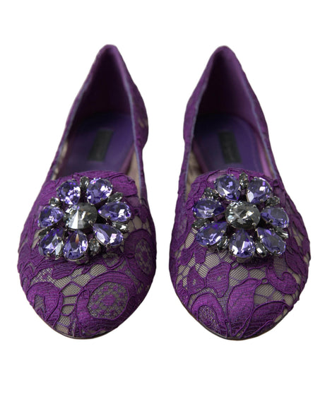 Dolce & Gabbana Elegant Floral Lace Vally Flat Shoes - Hilstor