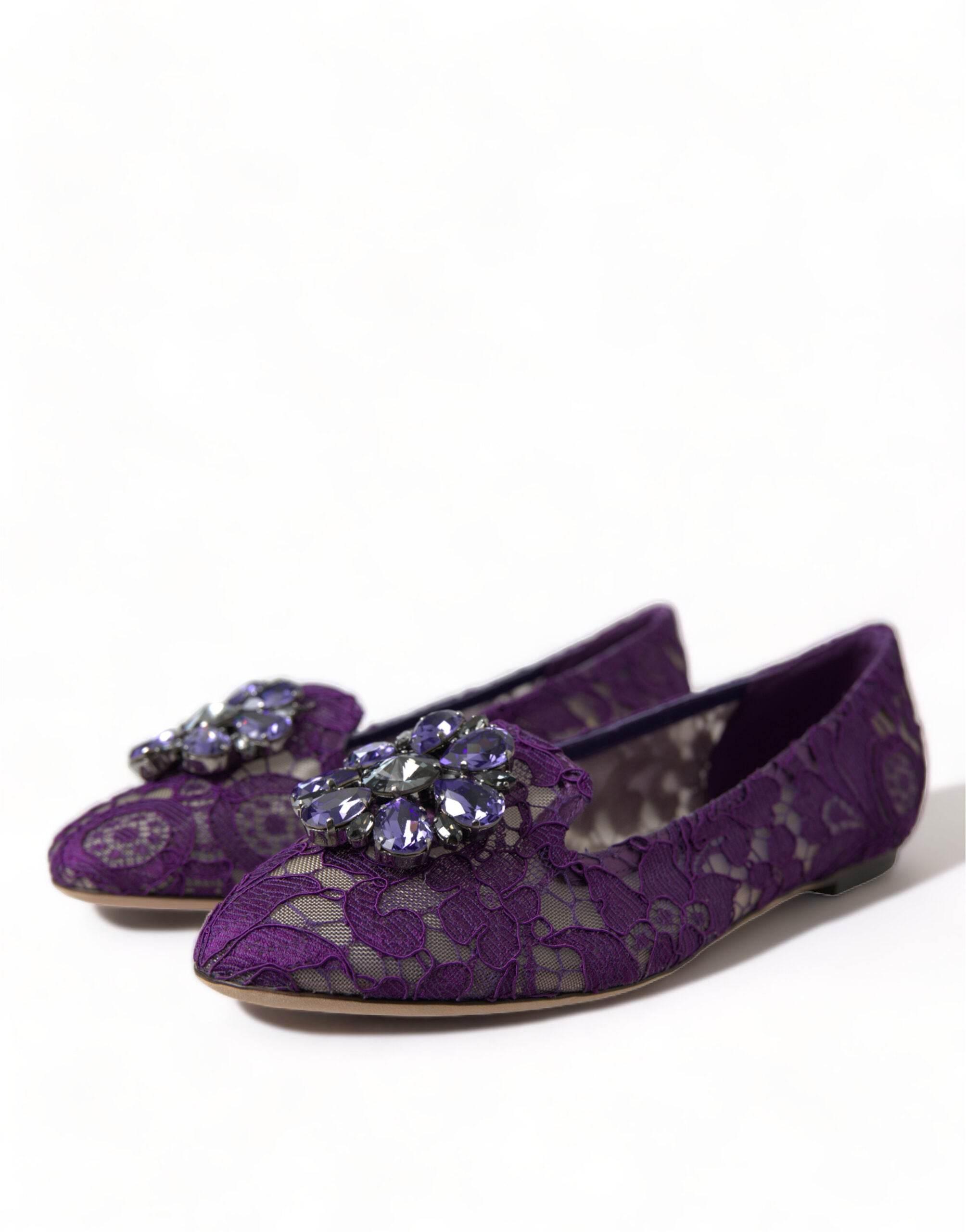 Dolce & Gabbana Elegant Floral Lace Vally Flat Shoes - Hilstor