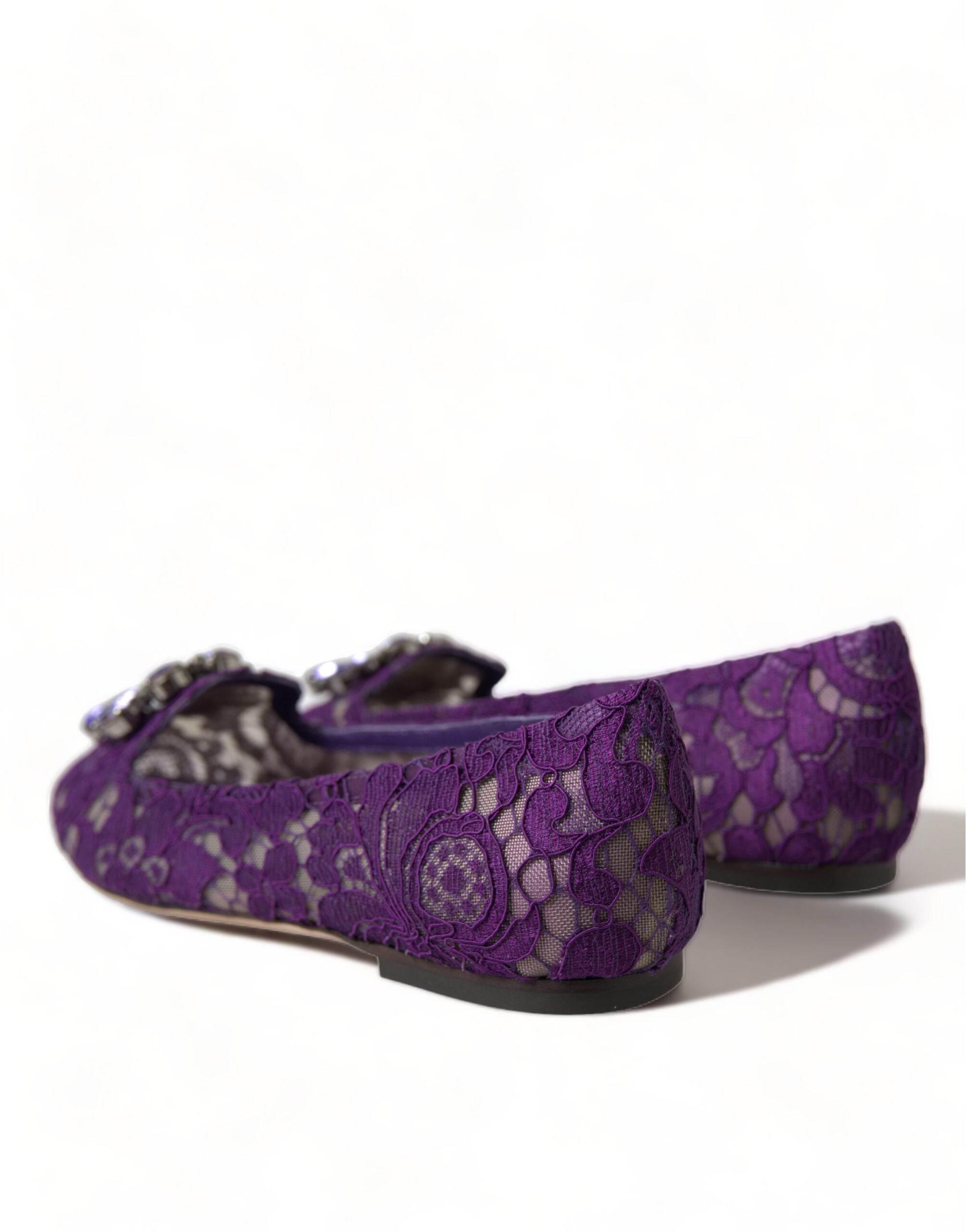 Dolce & Gabbana Elegant Floral Lace Vally Flat Shoes - Hilstor