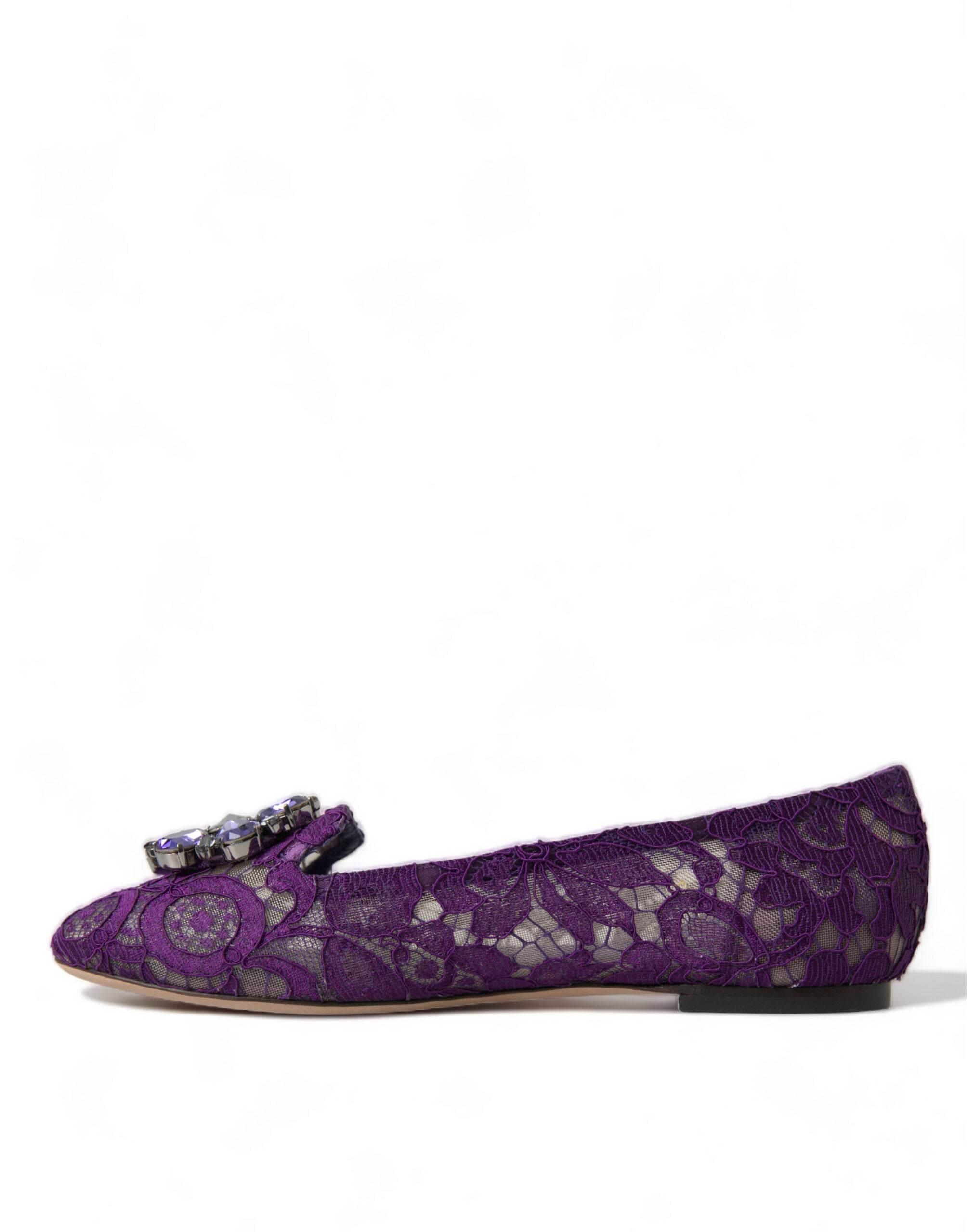 Dolce & Gabbana Elegant Floral Lace Vally Flat Shoes - Hilstor