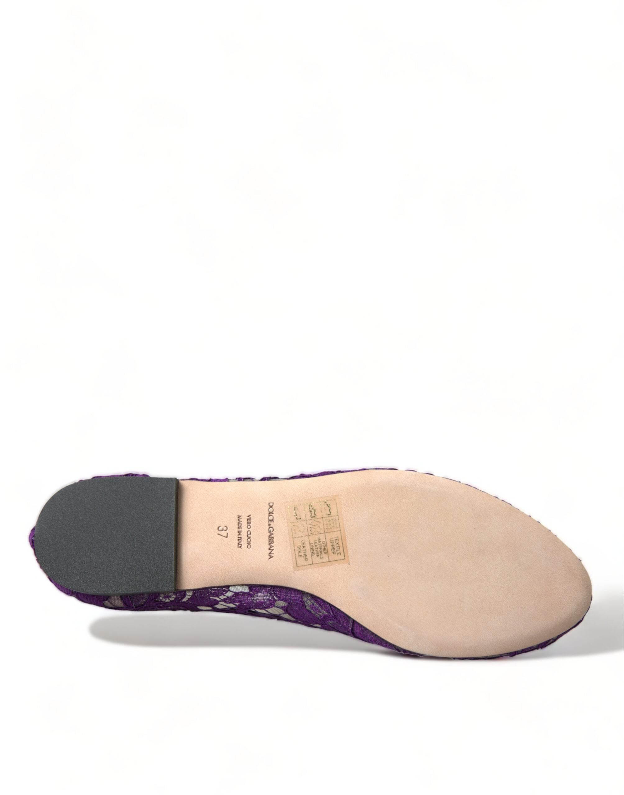 Dolce & Gabbana Elegant Floral Lace Vally Flat Shoes - Hilstor