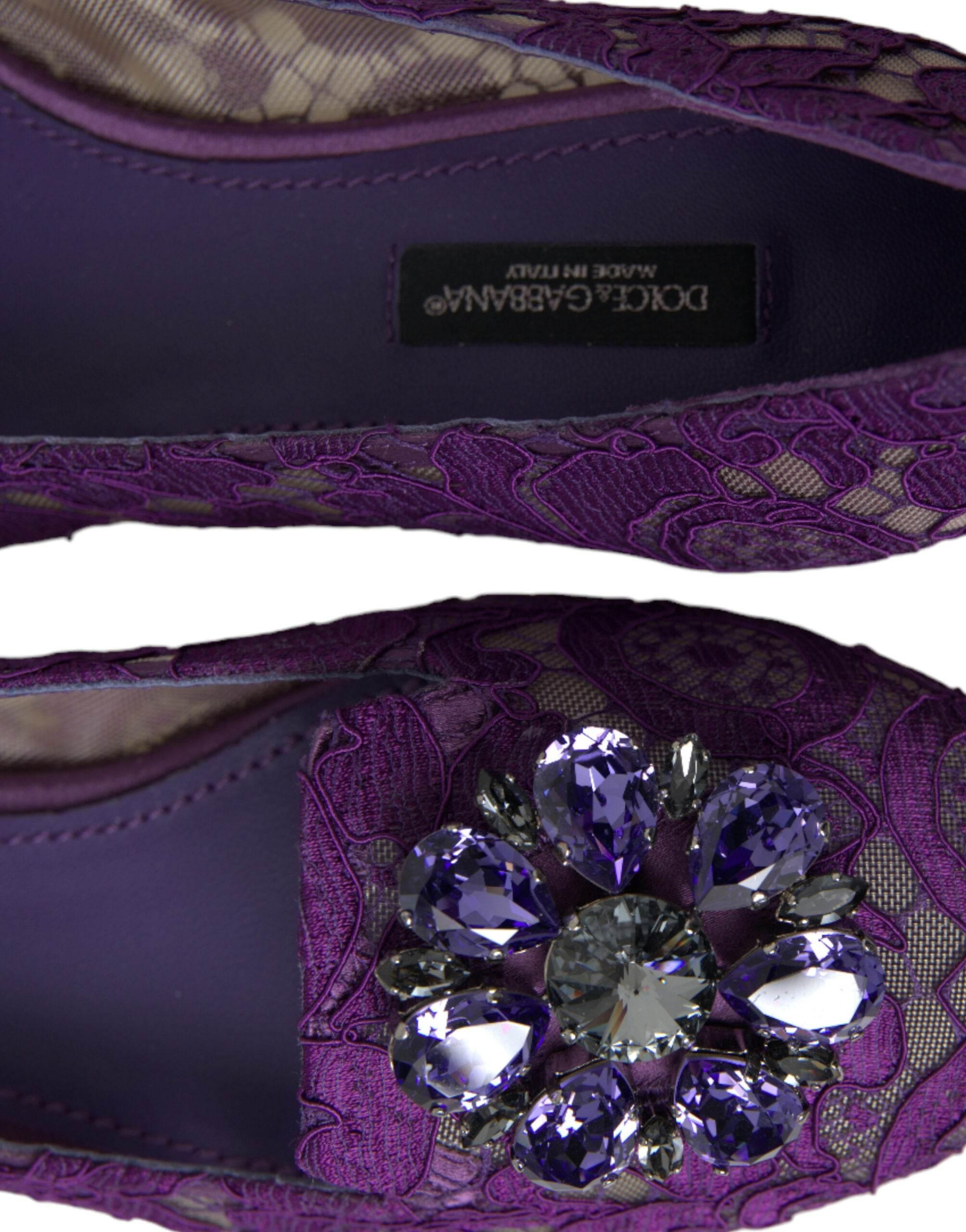Dolce & Gabbana Elegant Floral Lace Vally Flat Shoes - Hilstor