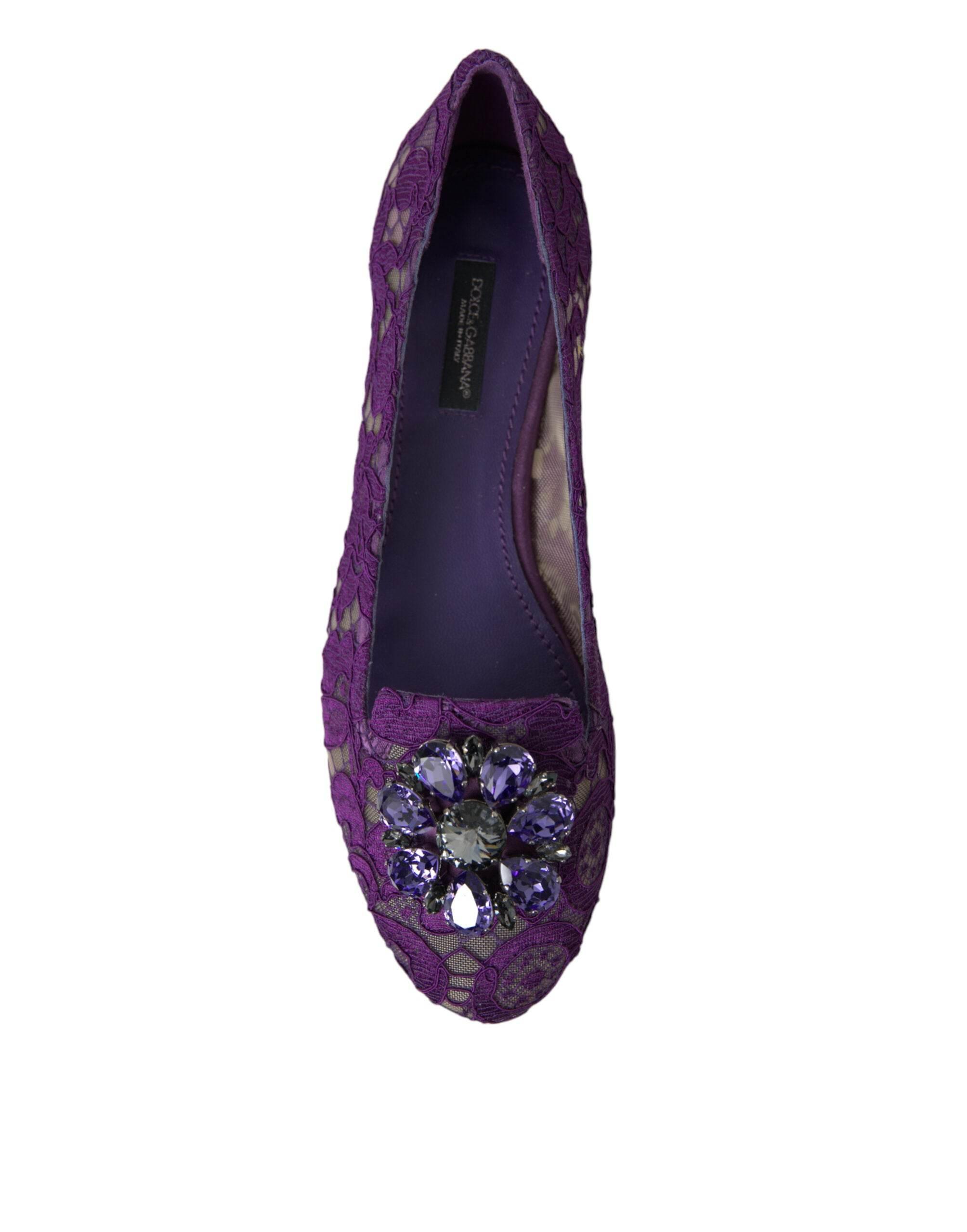 Dolce & Gabbana Elegant Floral Lace Vally Flat Shoes - Hilstor