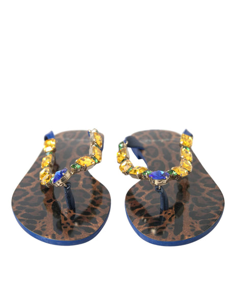 Dolce & Gabbana Elegant Blue Leather Flat Sandals - Hilstor