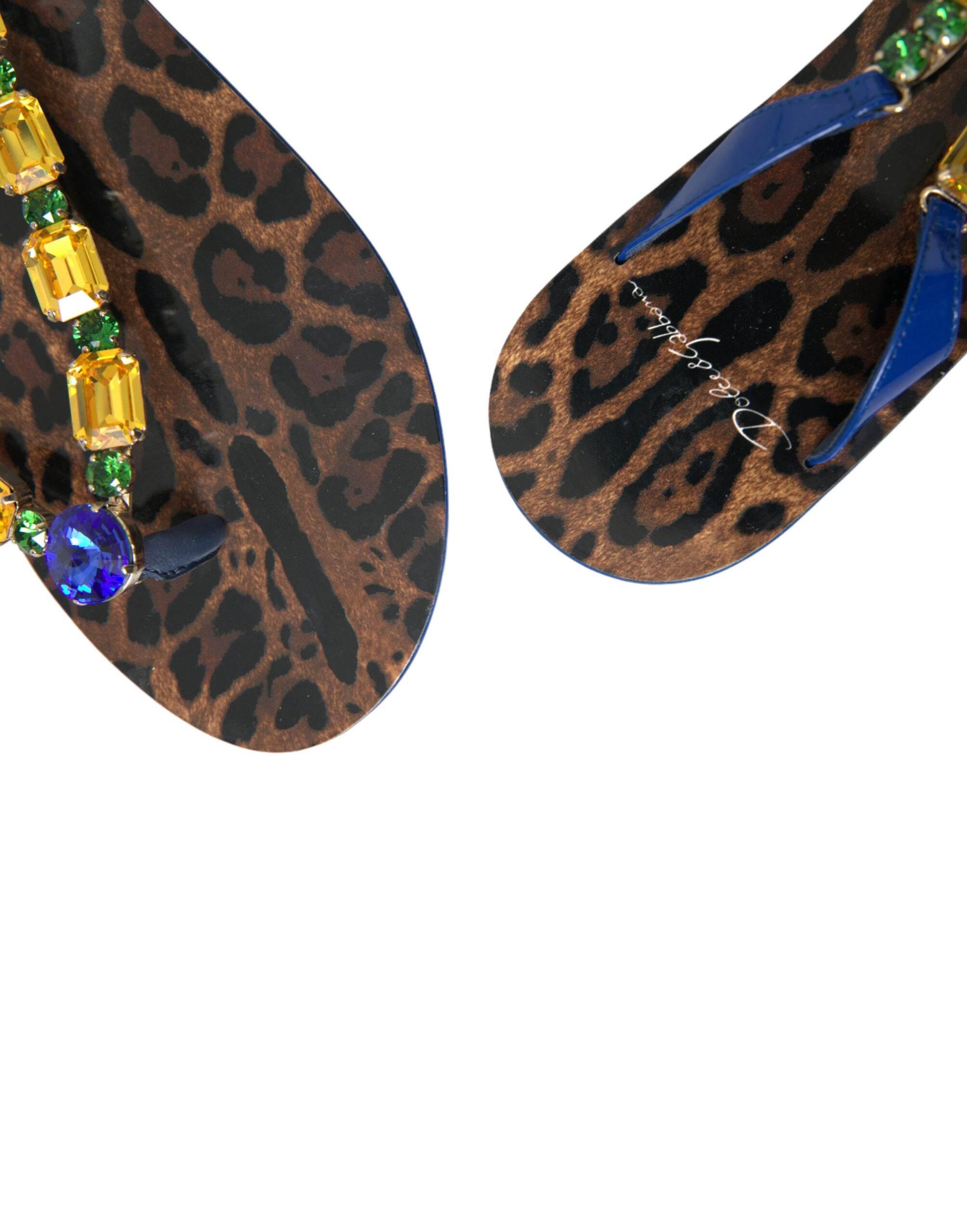 Dolce & Gabbana Elegant Blue Leather Flat Sandals - Hilstor