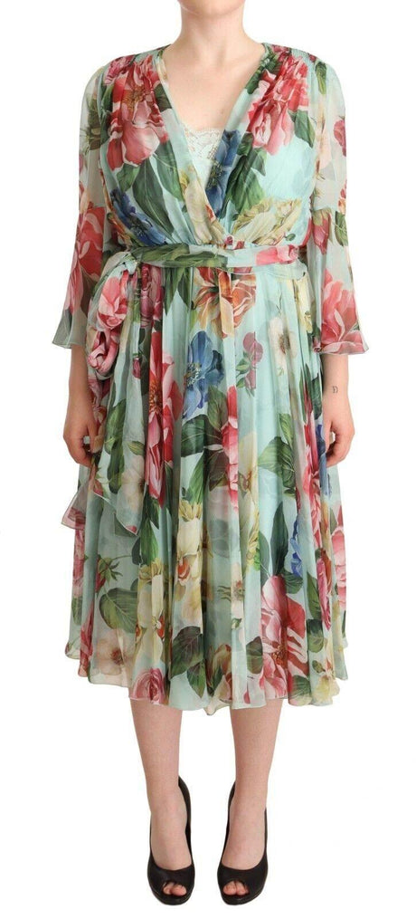 Dolce & Gabbana Floral Silk Midi Wrap Dress - Hilstor