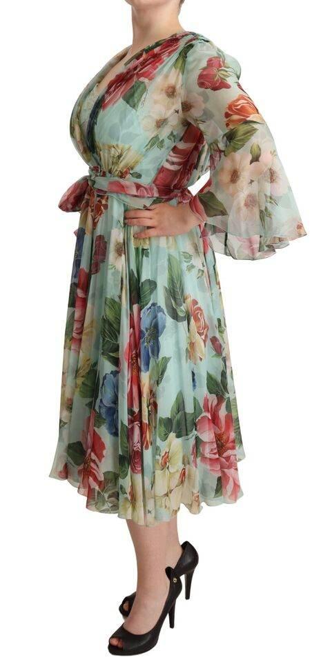 Dolce & Gabbana Floral Silk Midi Wrap Dress - Hilstor