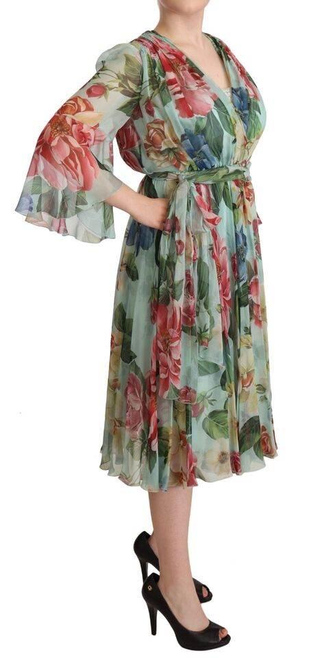 Dolce & Gabbana Floral Silk Midi Wrap Dress - Hilstor