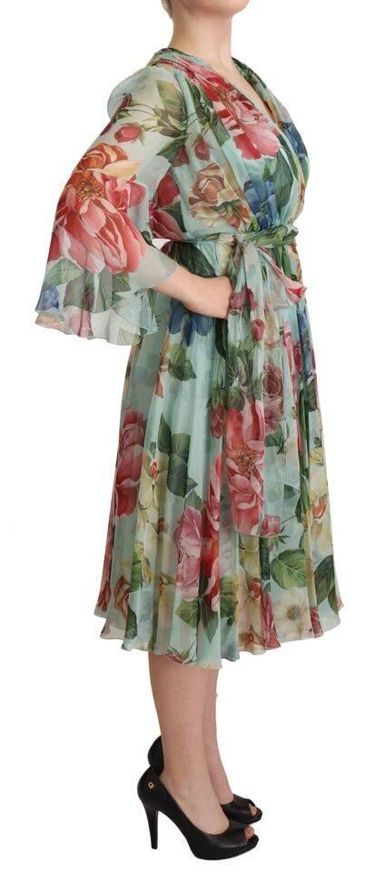 Dolce & Gabbana Floral Silk Midi Wrap Dress - Hilstor