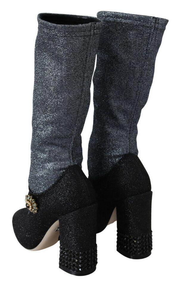 Dolce & Gabbana Glamorous Crystal-Embellished Booties - Hilstor