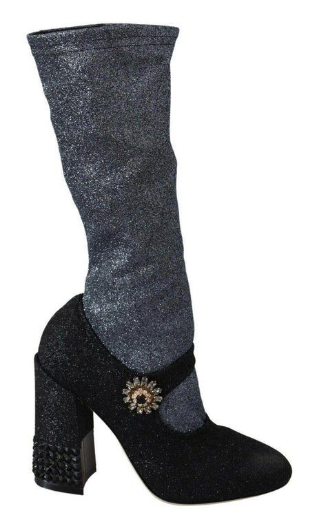 Dolce & Gabbana Glamorous Crystal-Embellished Booties - Hilstor