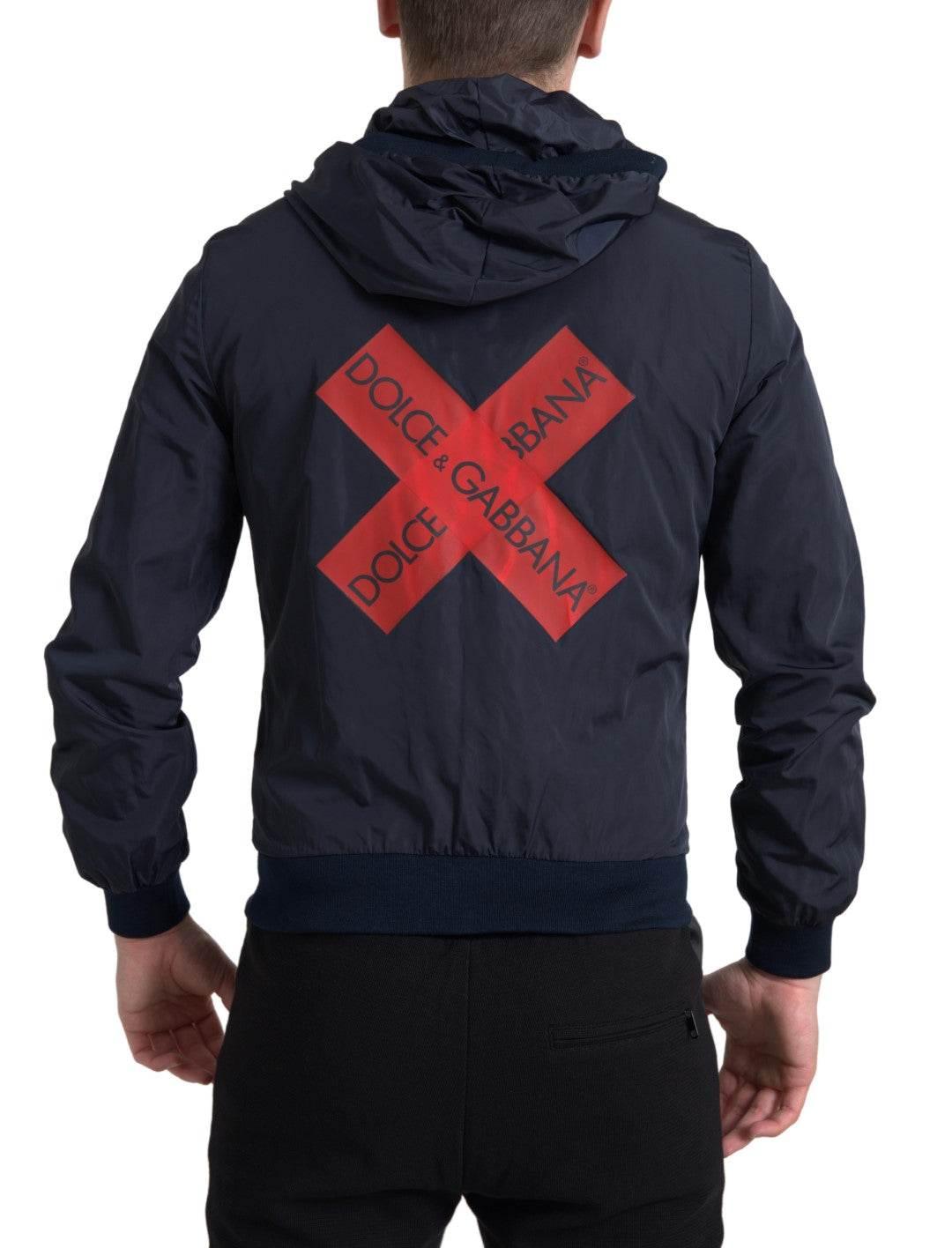 Dolce & Gabbana Elegant Blue Hooded Sweatshirt with Zip Closure - Hilstor