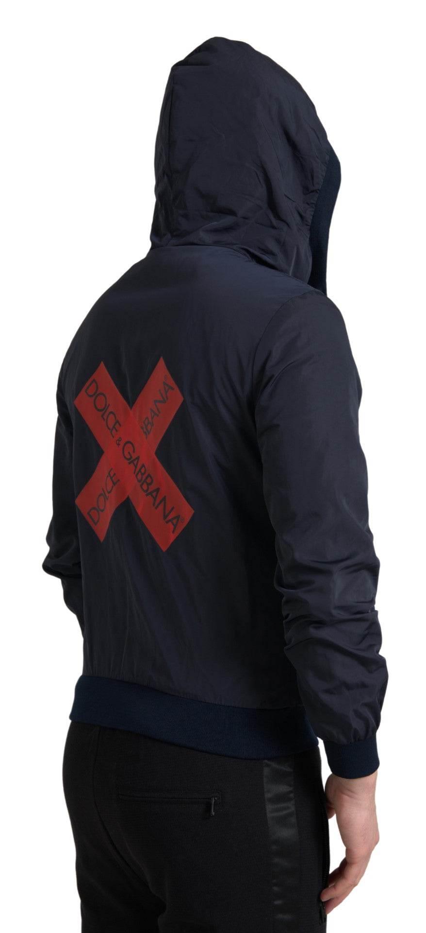 Dolce & Gabbana Elegant Blue Hooded Sweatshirt with Zip Closure - Hilstor