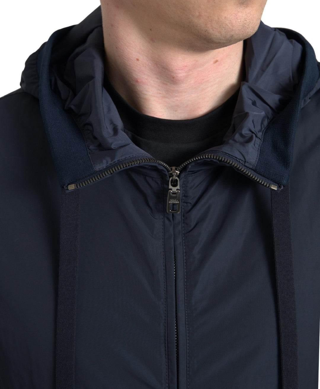 Dolce & Gabbana Elegant Blue Hooded Sweatshirt with Zip Closure - Hilstor