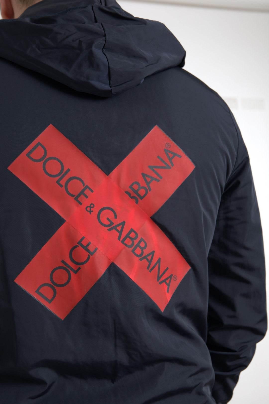 Dolce & Gabbana Elegant Blue Hooded Sweatshirt with Zip Closure - Hilstor