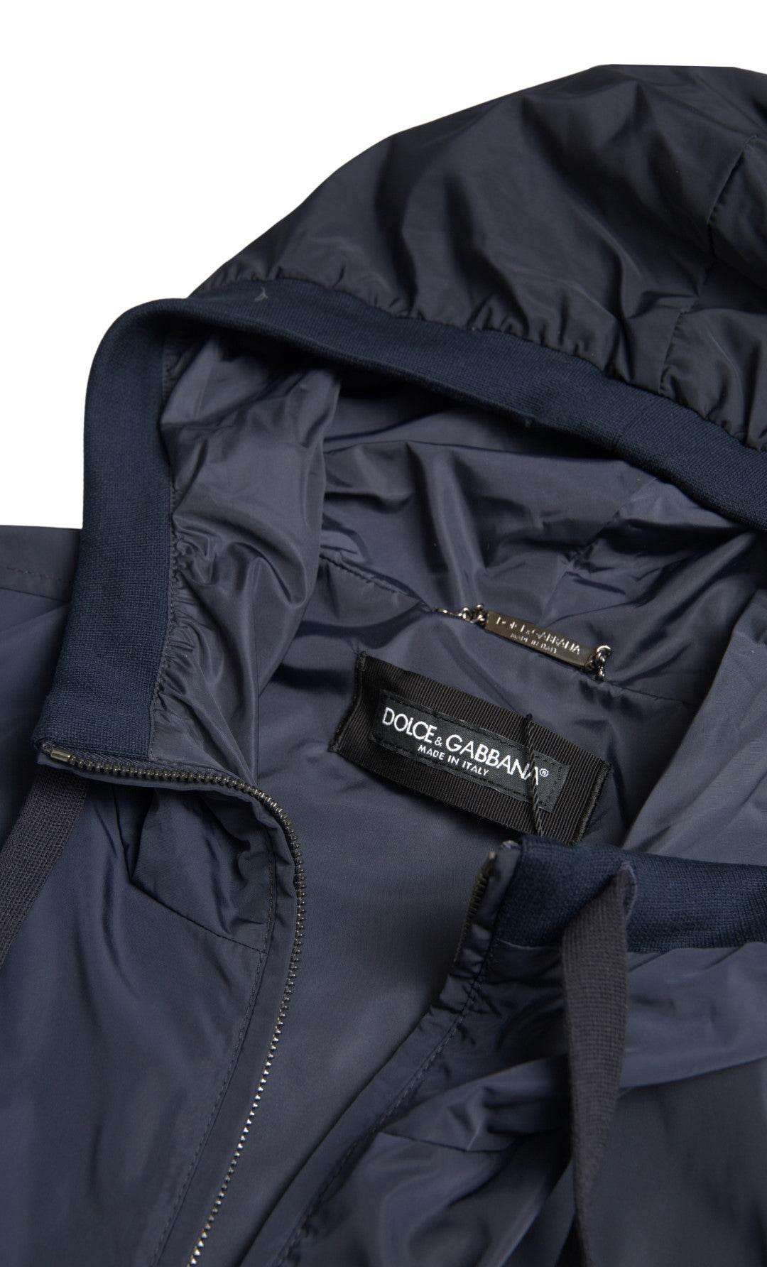 Dolce & Gabbana Elegant Blue Hooded Sweatshirt with Zip Closure - Hilstor