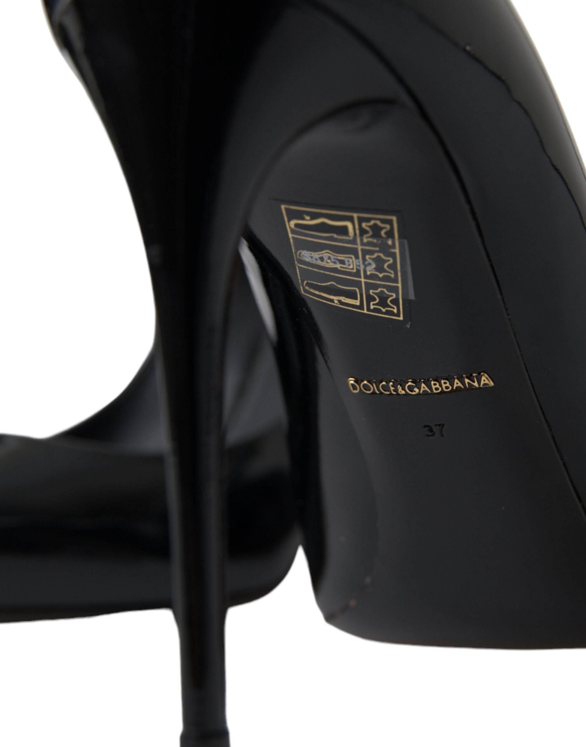 Dolce & Gabbana Elegant Black Patent Stiletto Heels - Hilstor