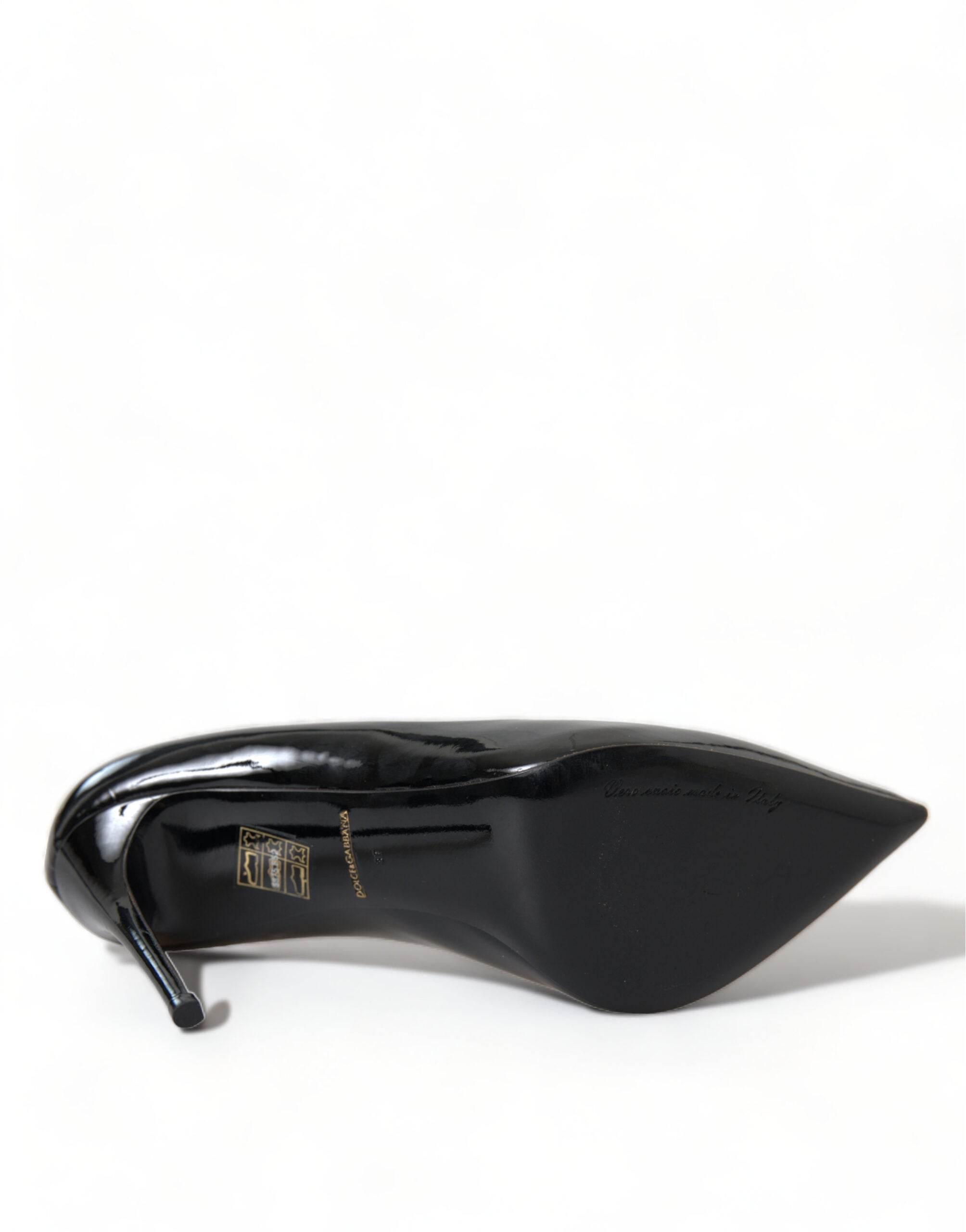 Dolce & Gabbana Elegant Black Patent Stiletto Heels - Hilstor