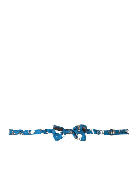 Dolce & Gabbana Blue Jazz Club Silk Adjustable Neck Papillon Bow Tie - Hilstor