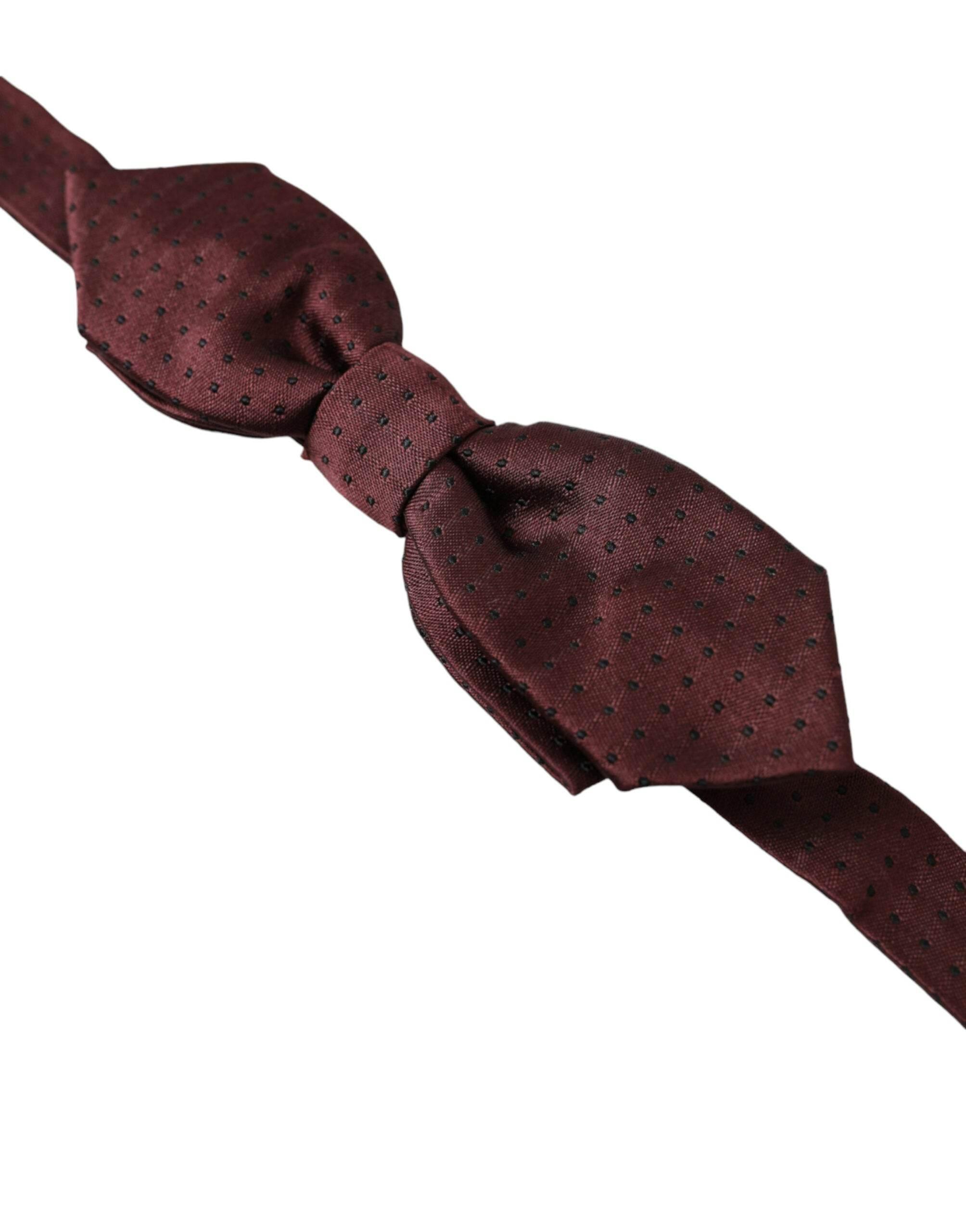 Dolce & Gabbana Elegant Bordeaux Silk Bow Tie - Hilstor