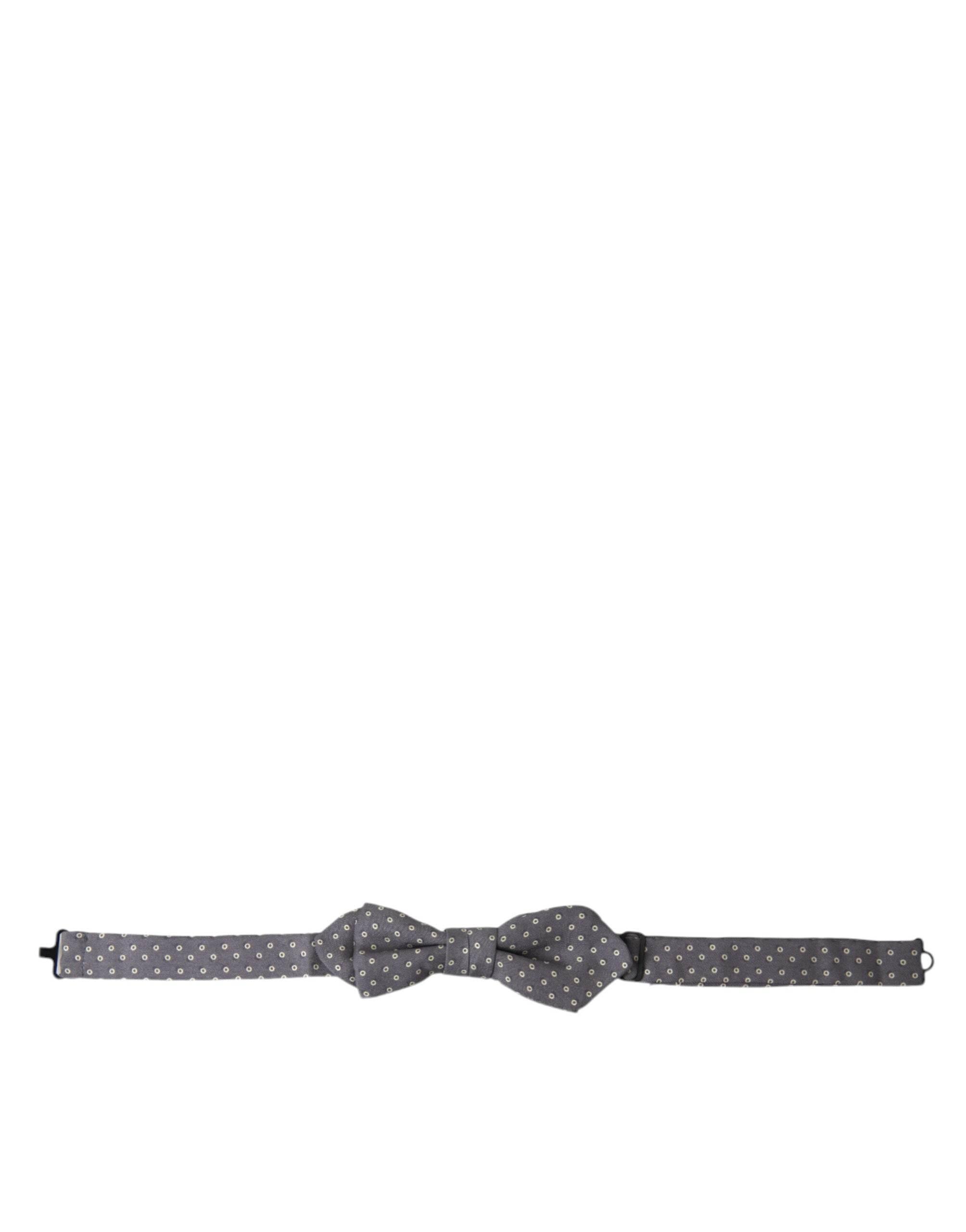 Dolce & Gabbana Gray Polka Dots Silk Adjustable Neck Papillon Bow Tie - Hilstor