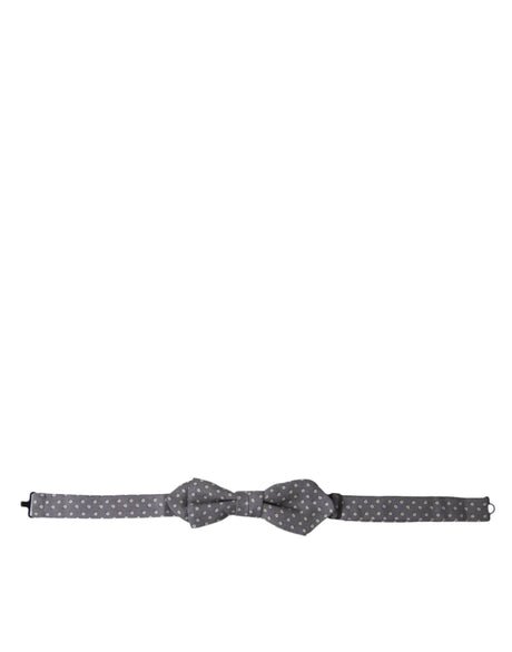 Dolce & Gabbana Gray Polka Dots Silk Adjustable Neck Papillon Bow Tie - Hilstor