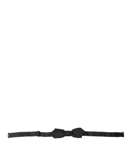 Dolce & Gabbana Black Solid Silk Adjustable Neck Papillon Bow Tie - Hilstor