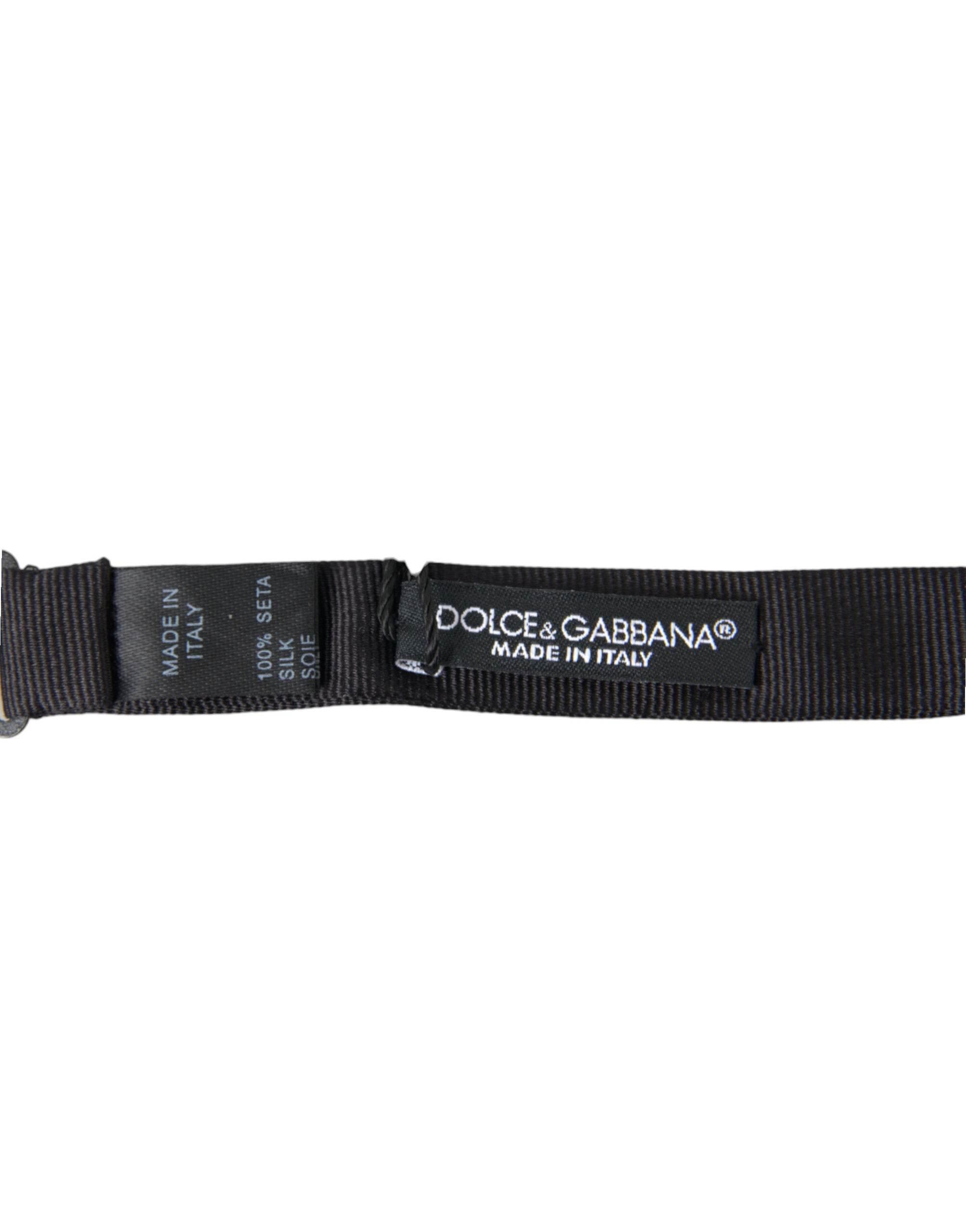 Dolce & Gabbana Black Solid Silk Adjustable Neck Papillon Bow Tie - Hilstor