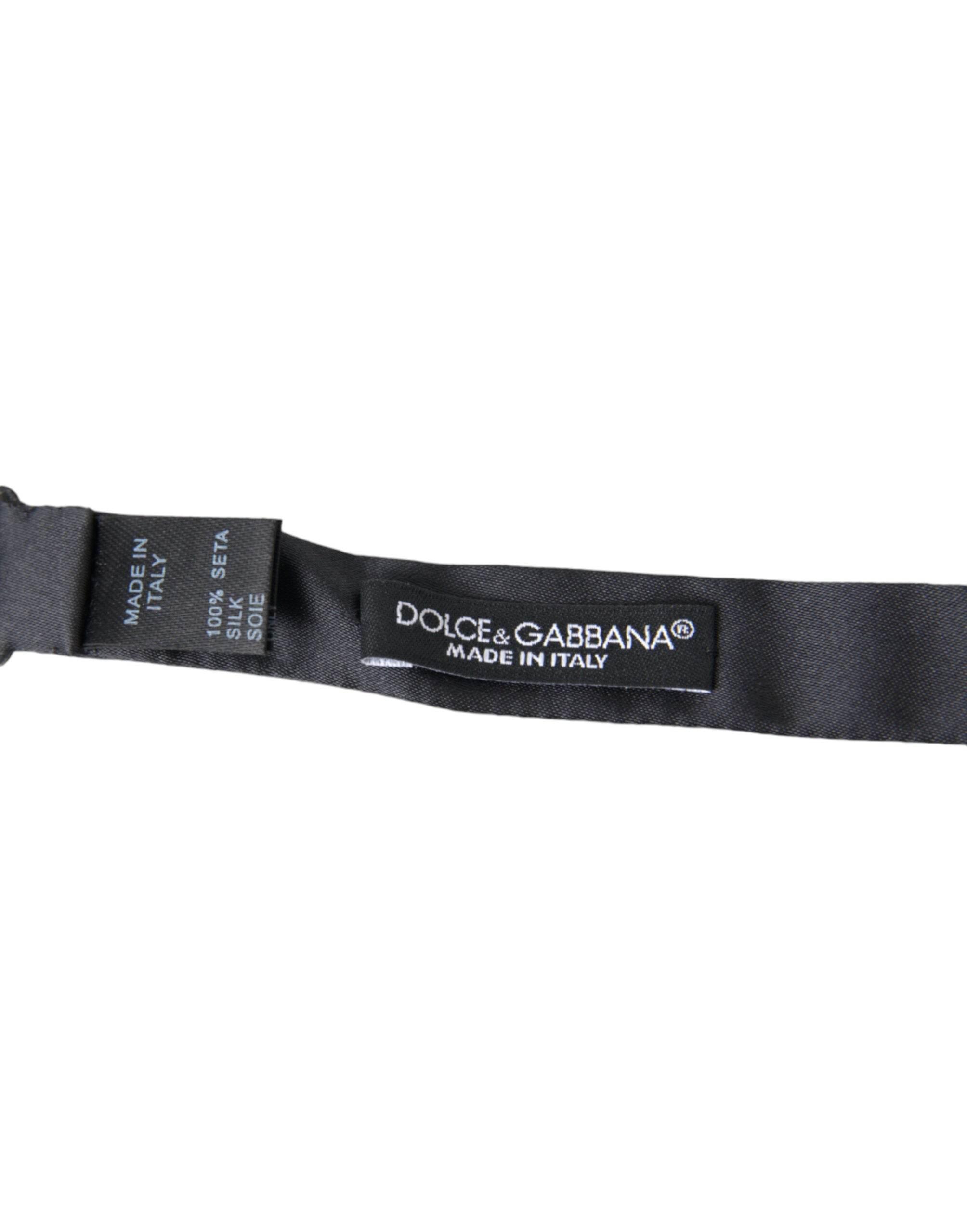 Dolce & Gabbana Dark Gray Silk Adjustable Neck Men Papillon Bow Tie - Hilstor