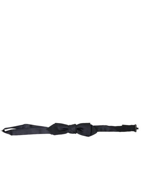 Dolce & Gabbana Dark Blue Silk Satin Adjustable Neck Men Papillon Bow Tie - Hilstor