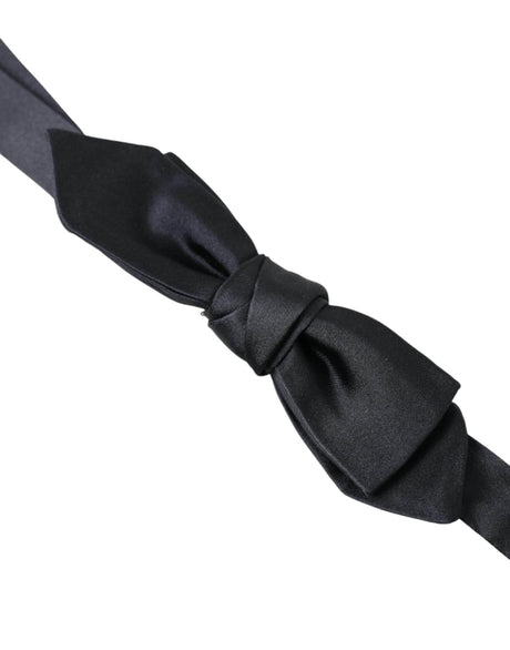 Dolce & Gabbana Dark Blue Silk Satin Adjustable Neck Men Papillon Bow Tie - Hilstor