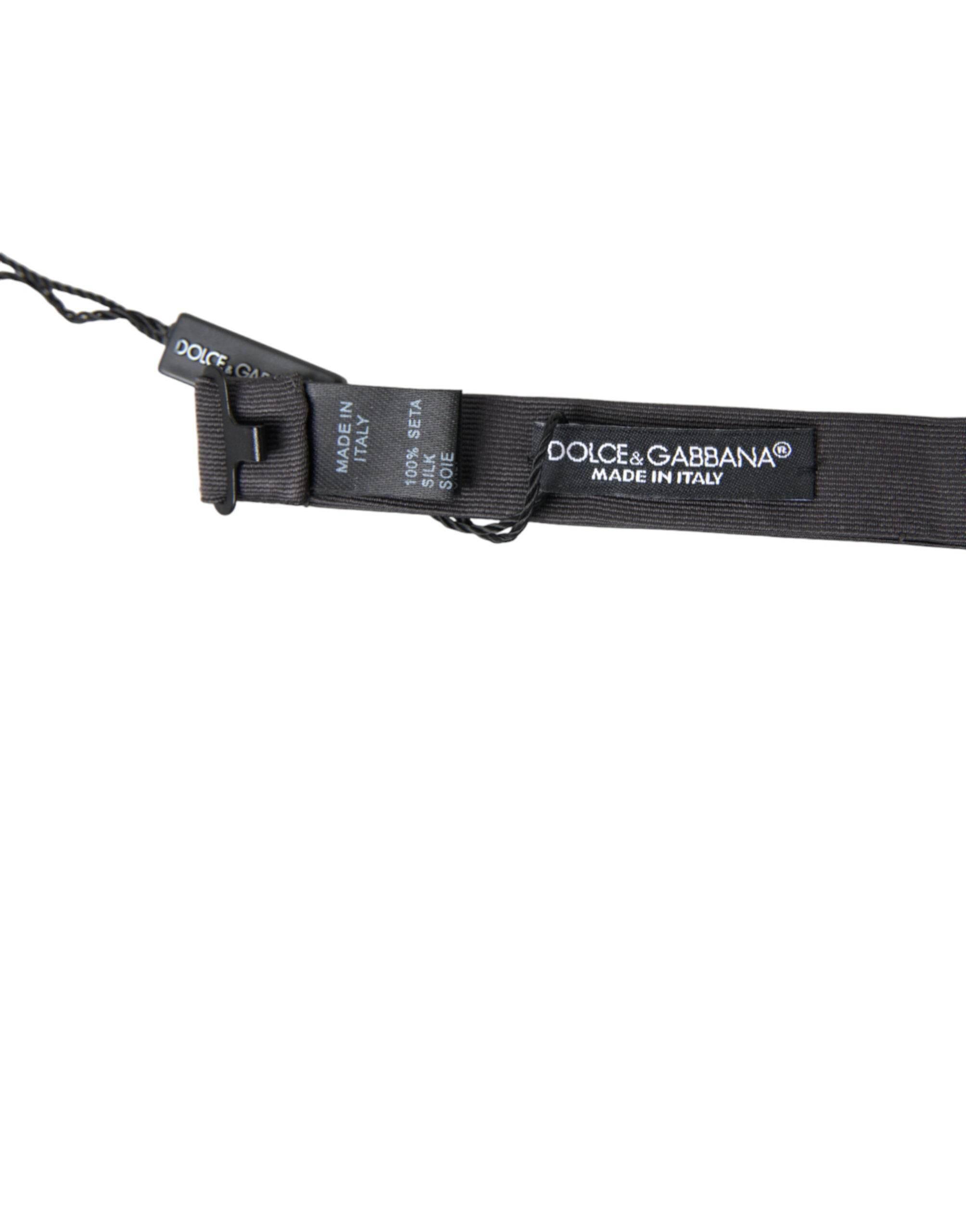 Dolce & Gabbana Dark Gray Silk Adjustable Neck Men Papillon Bow Tie - Hilstor