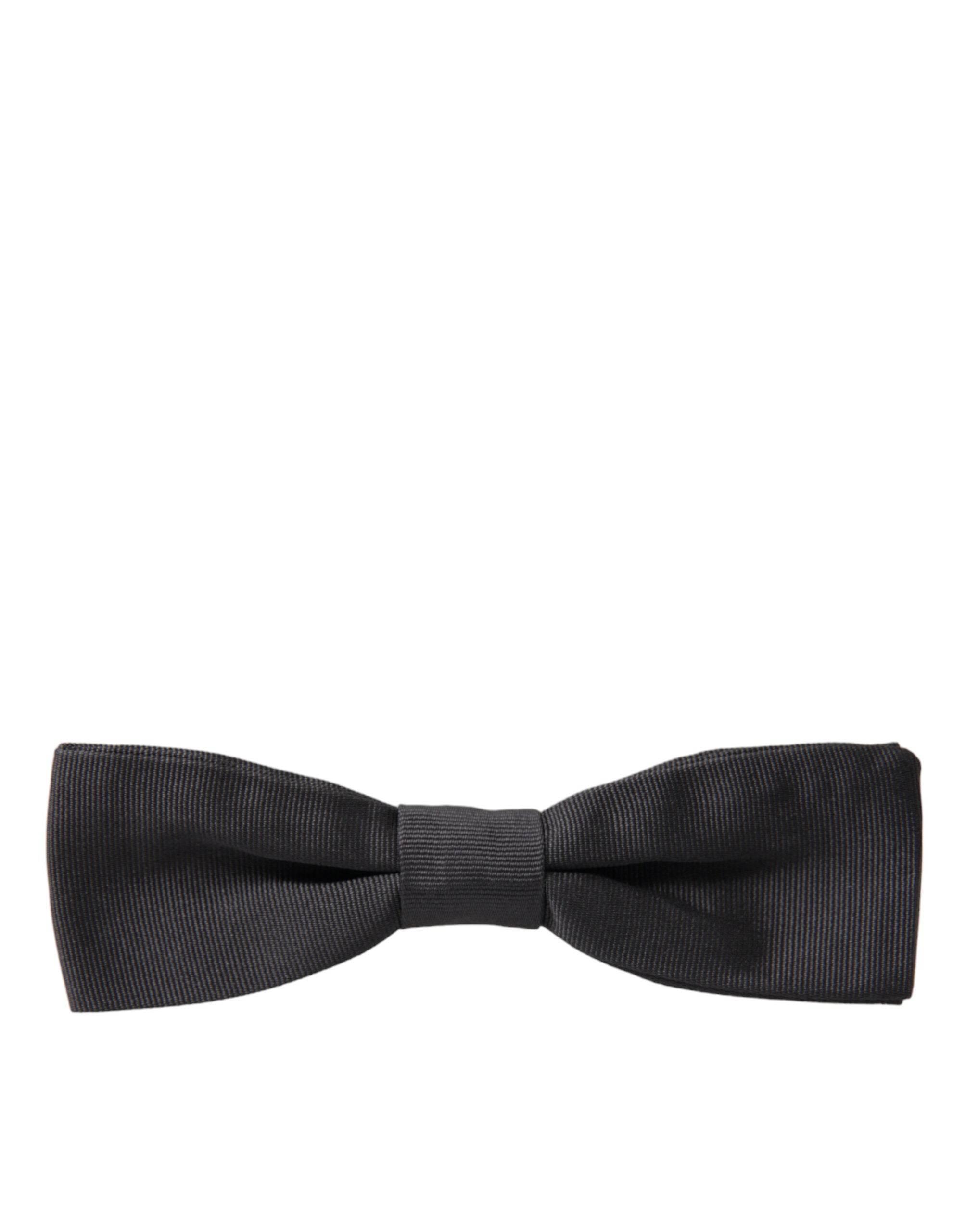 Dolce & Gabbana Dark Gray Silk Adjustable Neck Men Papillon Bow Tie - Hilstor