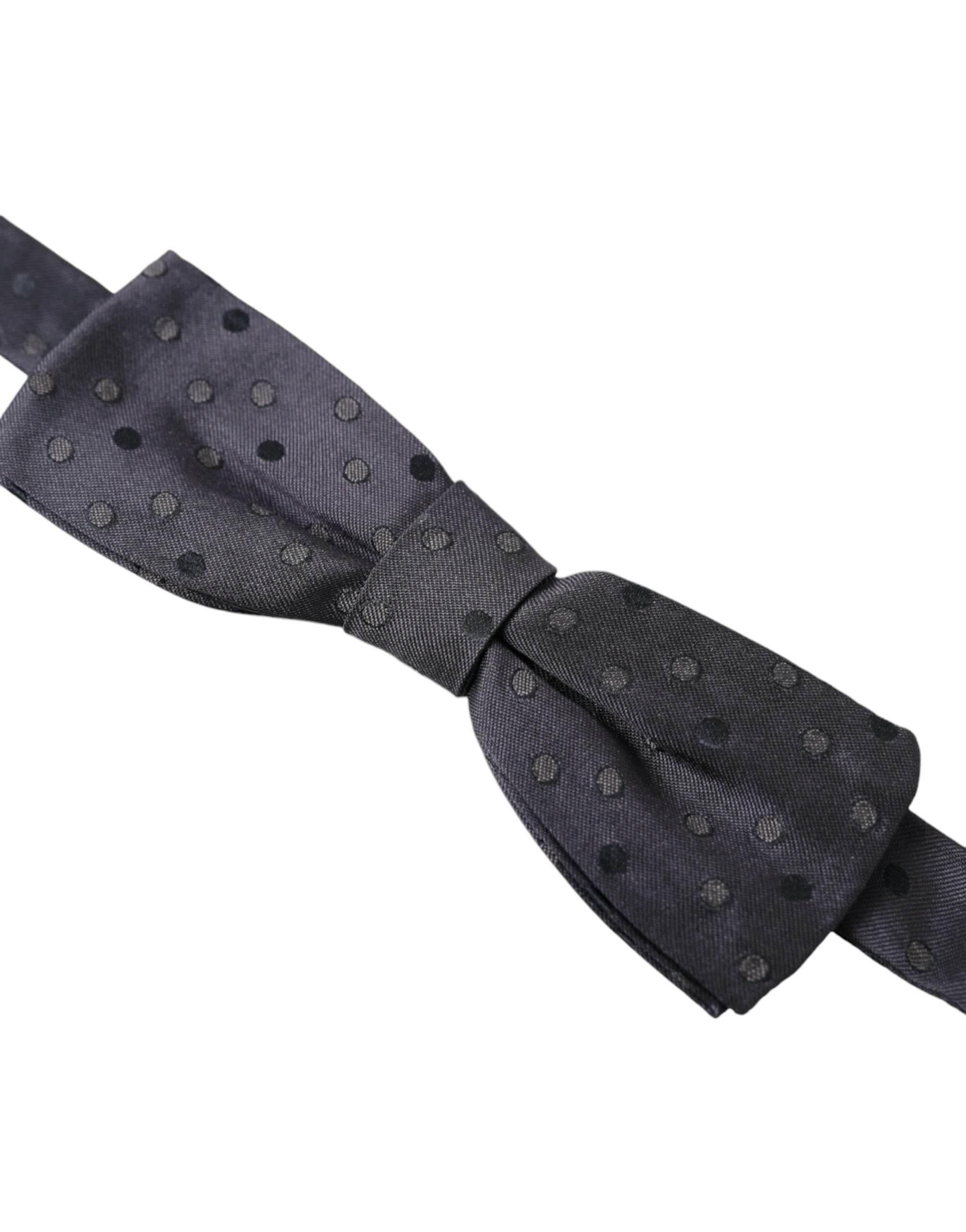 Dolce & Gabbana Blue Polka Dot Silk Adjustable Neck Men Papillon Bow Tie - Hilstor
