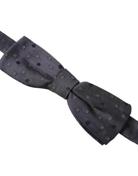 Dolce & Gabbana Blue Polka Dot Silk Adjustable Neck Men Papillon Bow Tie - Hilstor