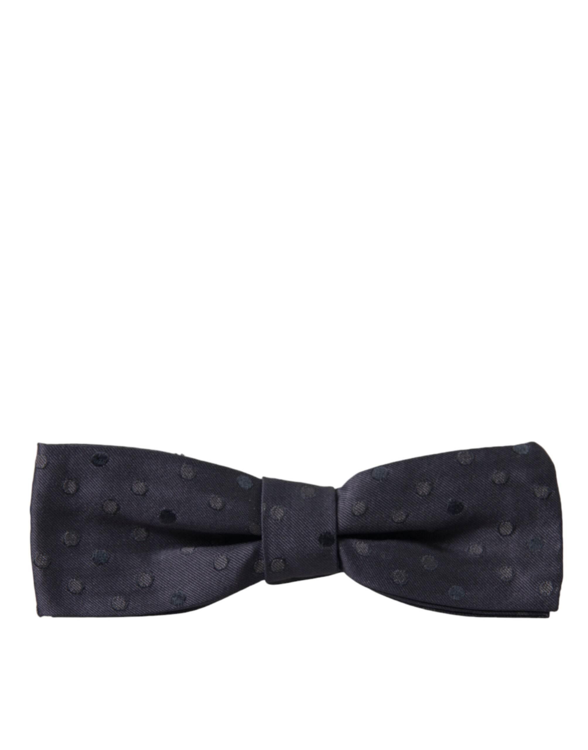 Dolce & Gabbana Blue Polka Dot Silk Adjustable Neck Men Papillon Bow Tie - Hilstor