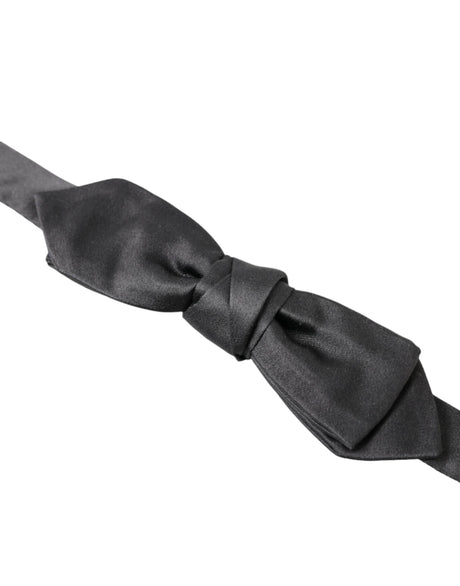 Dolce & Gabbana Dark Gray Silk Adjustable Neck Men Papillon Bow Tie - Hilstor