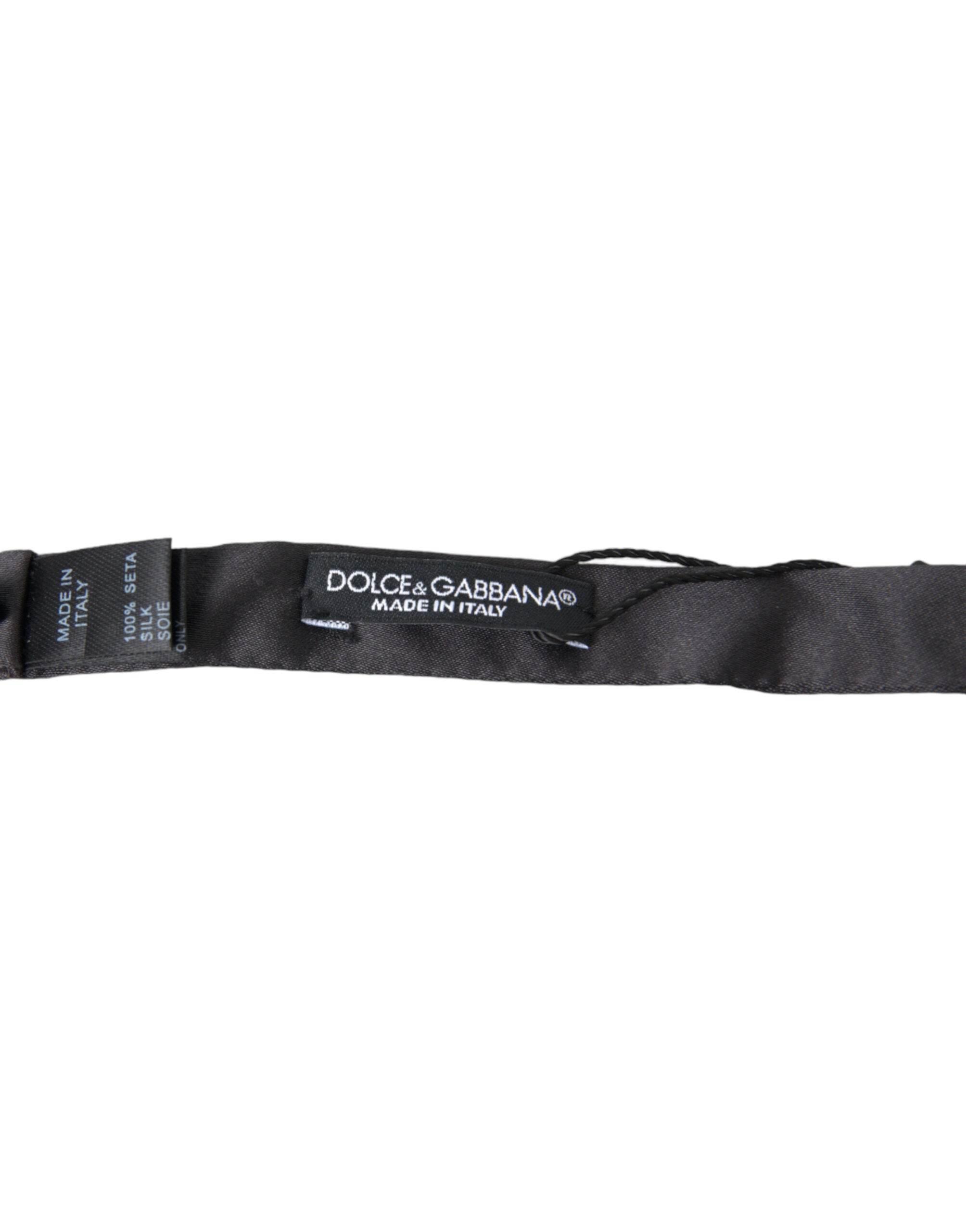 Dolce & Gabbana Dark Gray Silk Adjustable Neck Men Papillon Bow Tie - Hilstor