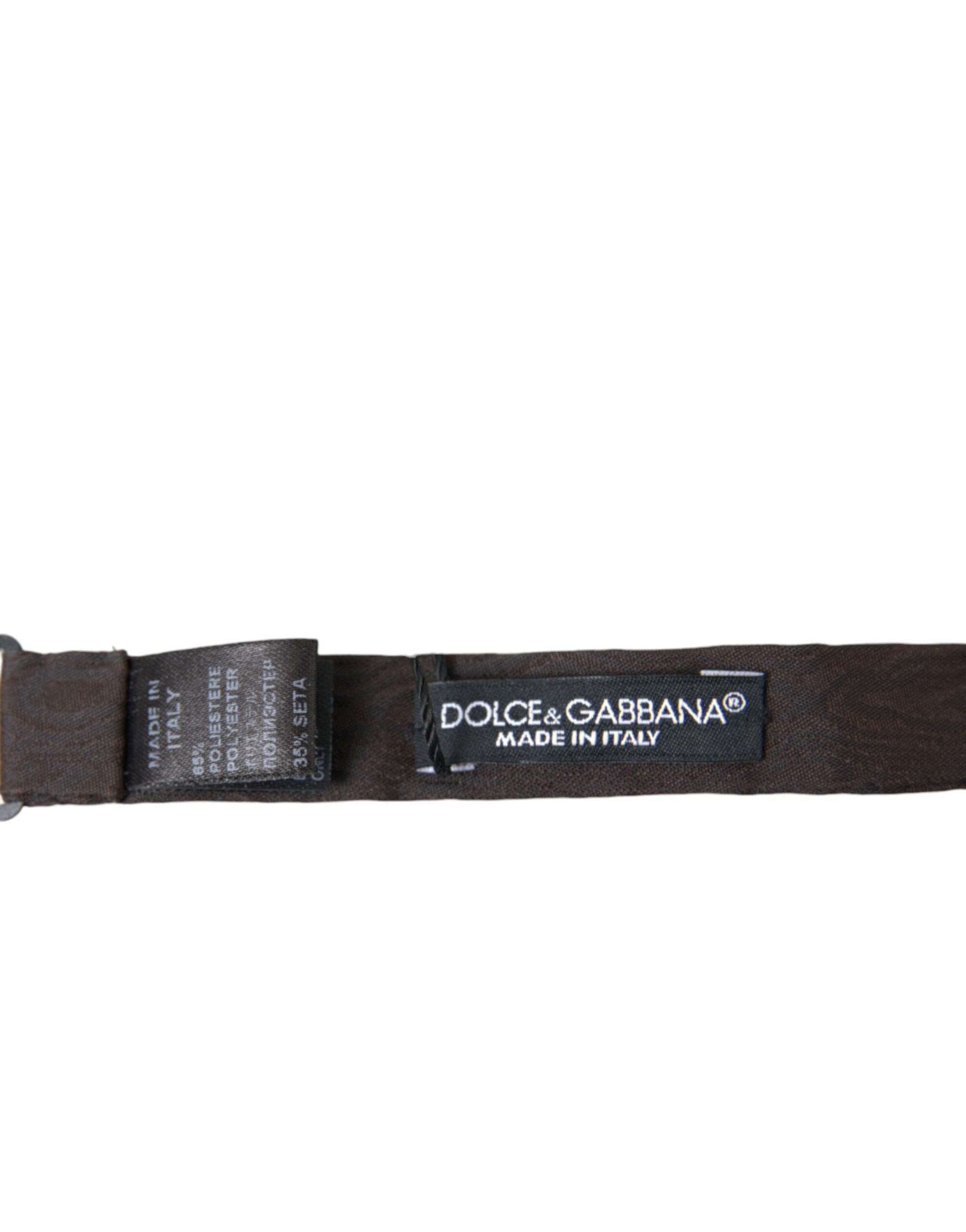 Dolce & Gabbana Brown Polyester Silk Adjustable Neck Men Papillon Bow Tie - Hilstor